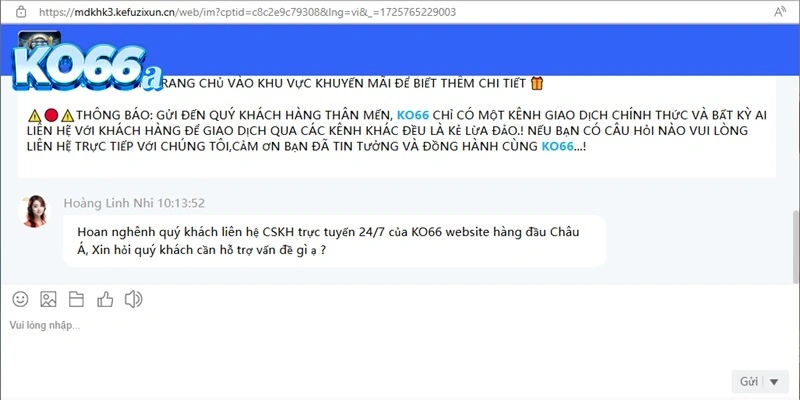 Liên hệ KO66 qua Live chat